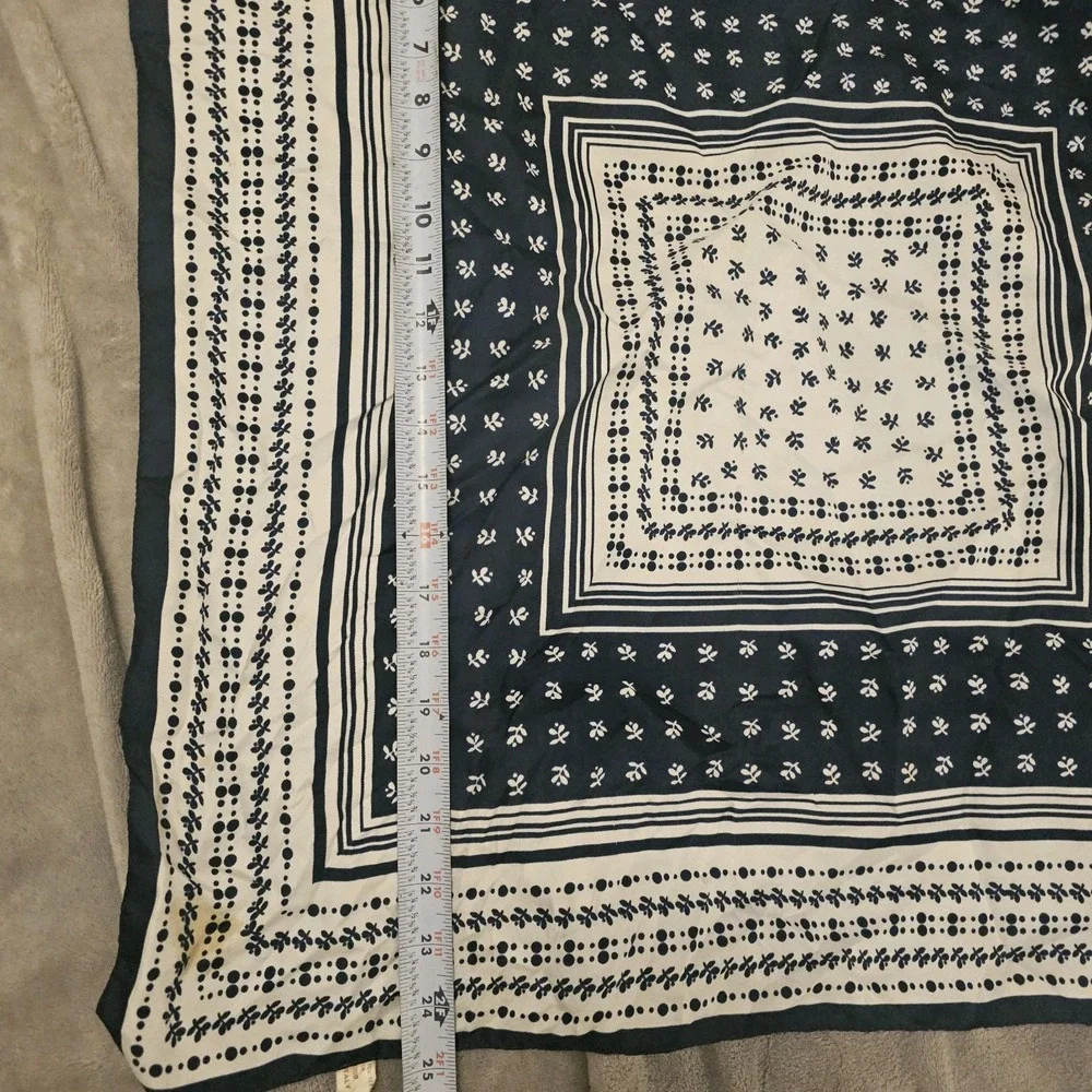 Blue Printed Scarf‎ Made In Italy Polyester Square Scarf